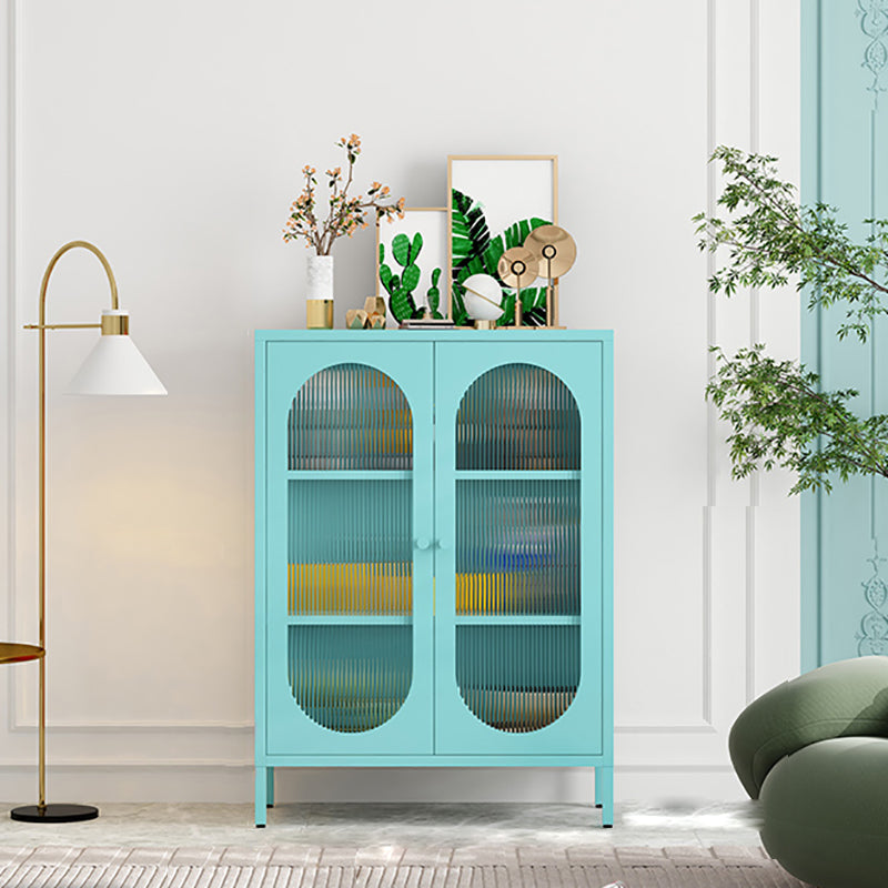 Steel Dining Room Sideboard Cabinet Modern Server Cabinet with Storage and Two Doors