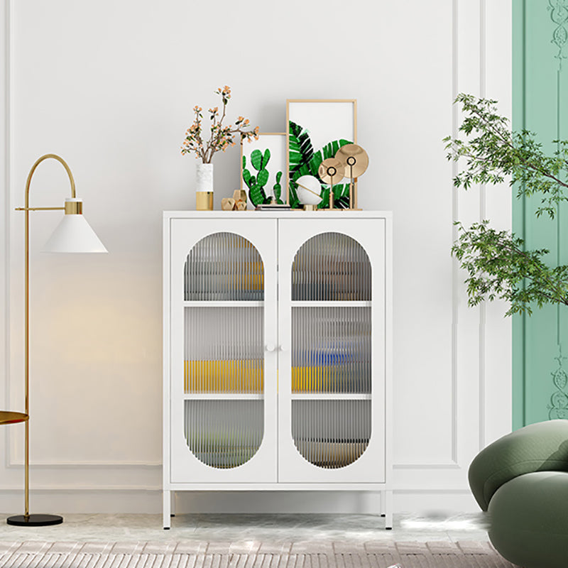 Steel Dining Room Sideboard Cabinet Modern Server Cabinet with Storage and Two Doors