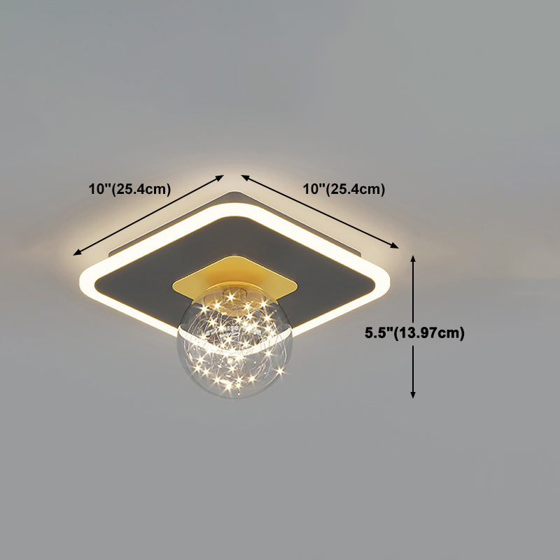 Glass Geometric Ceiling Light Fixture Nordic Style LED Ceiling Mounted Light in Black