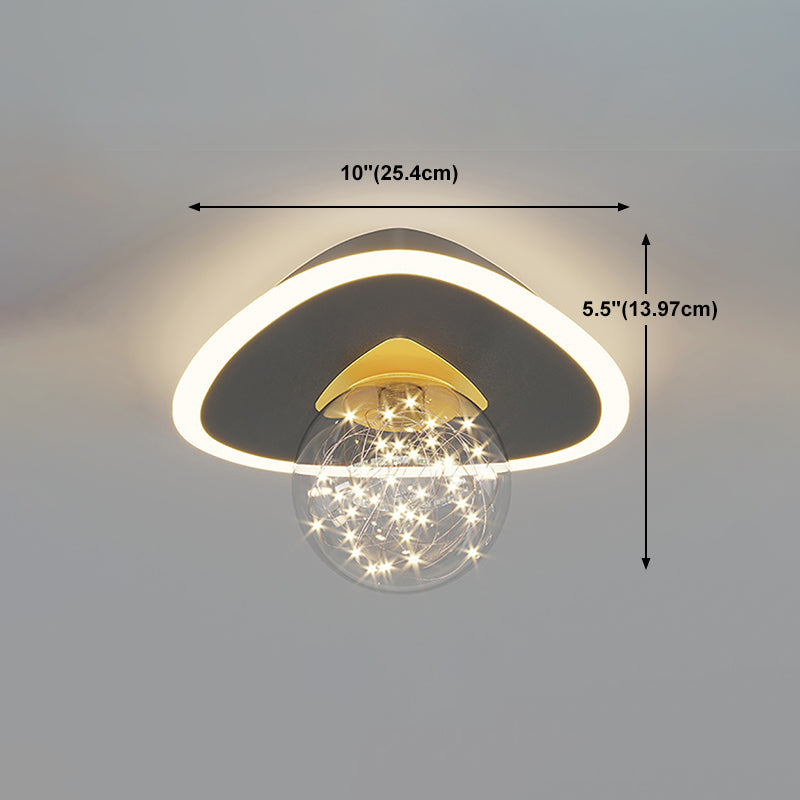 Glass Geometric Ceiling Light Fixture Nordic Style LED Ceiling Mounted Light in Black