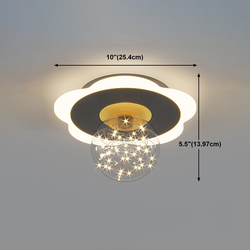 Glass Geometric Ceiling Light Fixture Nordic Style LED Ceiling Mounted Light in Black