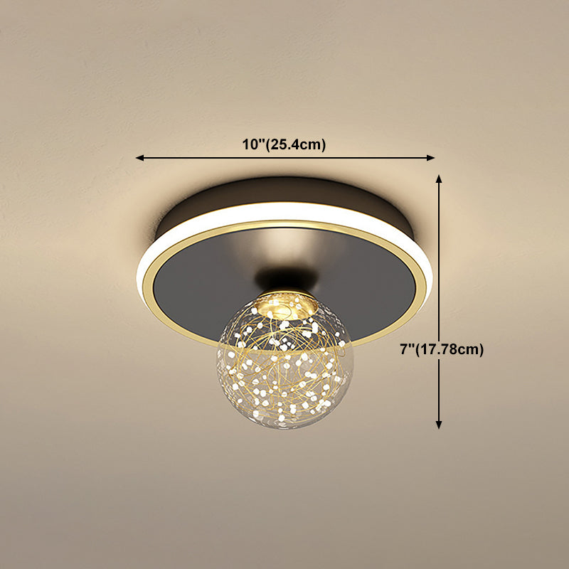 Glass Geometric Ceiling Light Fixture Nordic Style LED Ceiling Mounted Light in Black