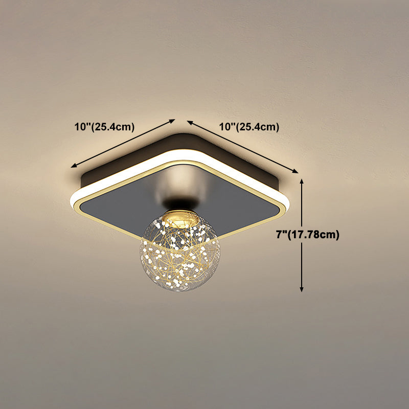 Glass Geometric Ceiling Light Fixture Nordic Style LED Ceiling Mounted Light in Black