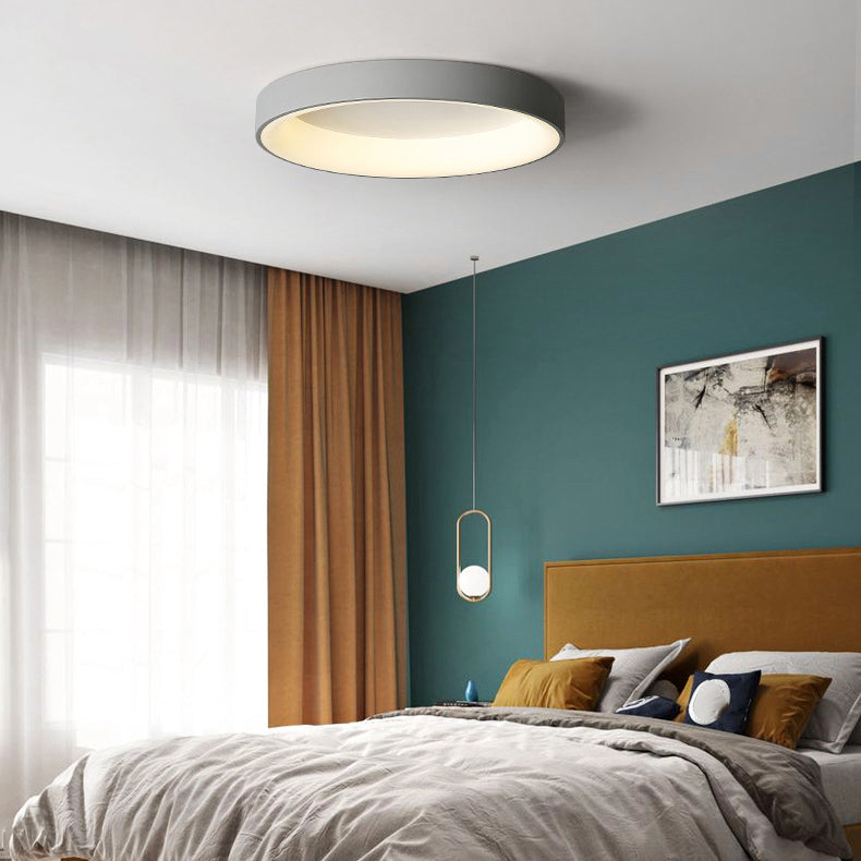 Circular Flush Mount Fixture Minimalist-Style LED Metal Ceiling Mounted Light