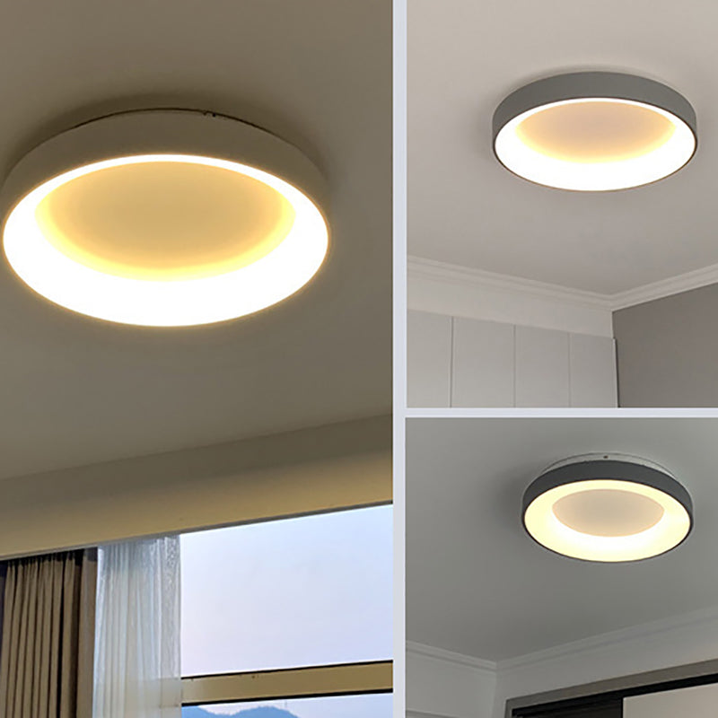 Circular Flush Mount Fixture Minimalist-Style LED Metal Ceiling Mounted Light