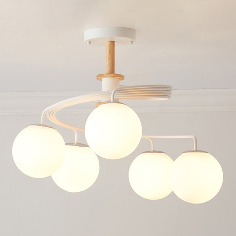 Contemporary Sphere Flush Light Glass Macaron Flush Mount Ceiling Fixture