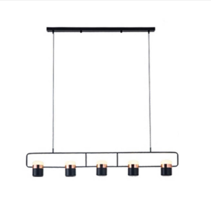 Modern Metal Track Lamps Multi-Head Restaurant Island Light Fixtures with Cylinder Shade