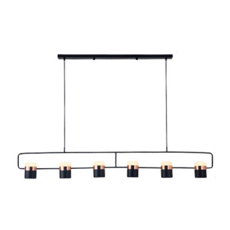 Modern Metal Track Lamps Multi-Head Restaurant Island Light Fixtures with Cylinder Shade