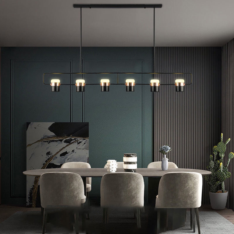 Modern Metal Track Lamps Multi-Head Restaurant Island Light Fixtures with Cylinder Shade