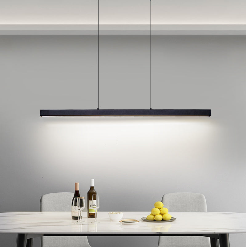 Modern Aluminum Island Light Linear 1-Light Restaurant Hanging Lamp with Acrylic Shade