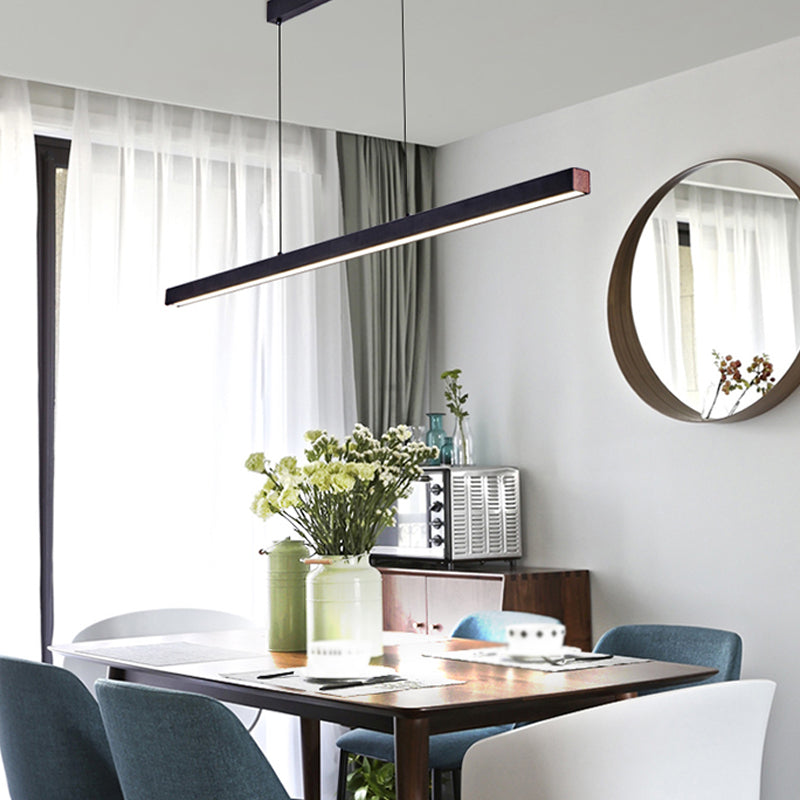 Modern Aluminum Island Light Linear 1-Light Restaurant Hanging Lamp with Acrylic Shade