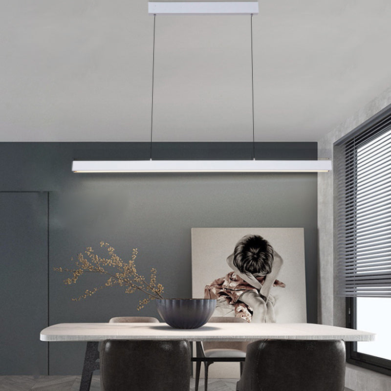Modern Aluminum Island Light Linear 1-Light Restaurant Hanging Lamp with Acrylic Shade