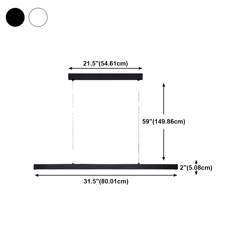 Modern Aluminum Island Light Linear 1-Light Restaurant Hanging Lamp with Acrylic Shade