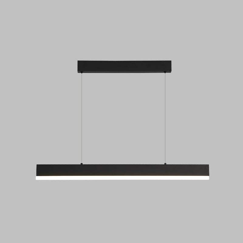 Black Island Light Modern 1-Light Rectangle Restaurant Hanging Lamp with Acrylic Shade