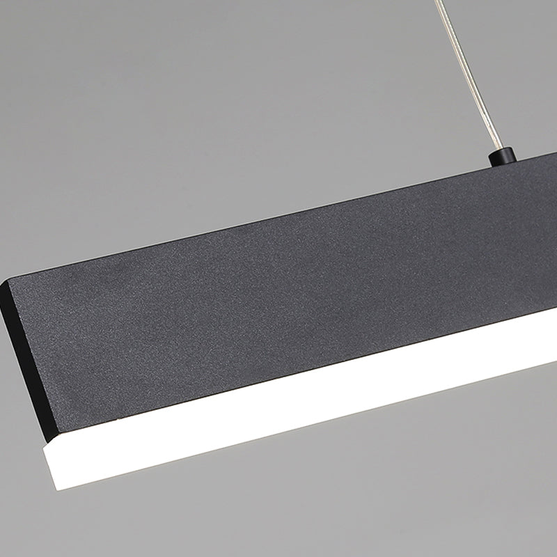 Black Island Light Modern 1-Light Rectangle Restaurant Hanging Lamp with Acrylic Shade