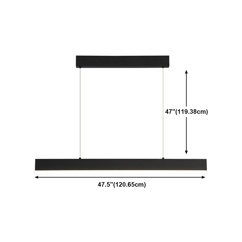 Black Island Light Modern 1-Light Rectangle Restaurant Hanging Lamp with Acrylic Shade