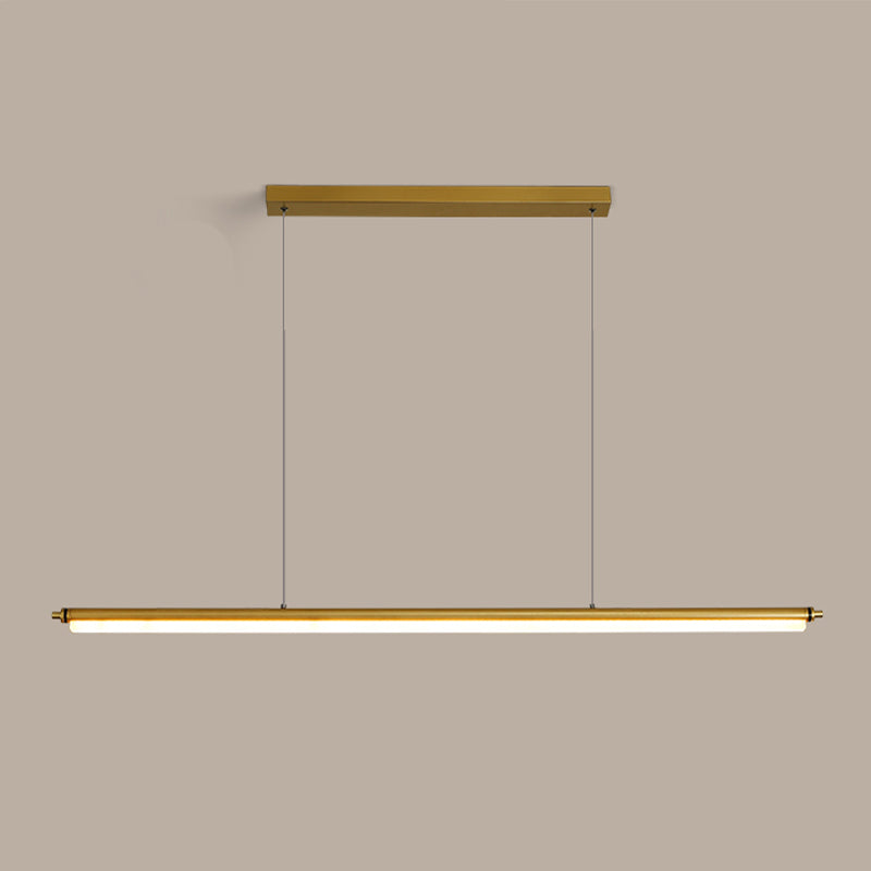 Modern Metal Island Light Linear 1-Head Restaurant Hanging Lamp with Acrylic Shade