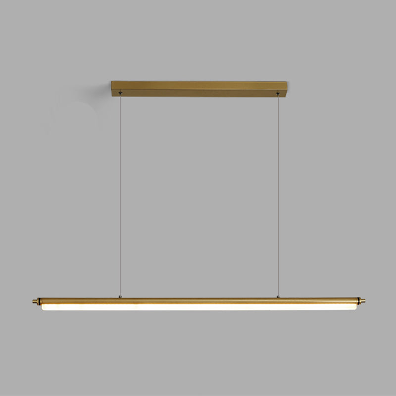 Modern Metal Island Light Linear 1-Head Restaurant Hanging Lamp with Acrylic Shade