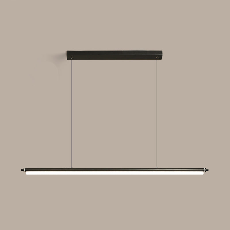 Modern Metal Island Light Linear 1-Head Restaurant Hanging Lamp with Acrylic Shade