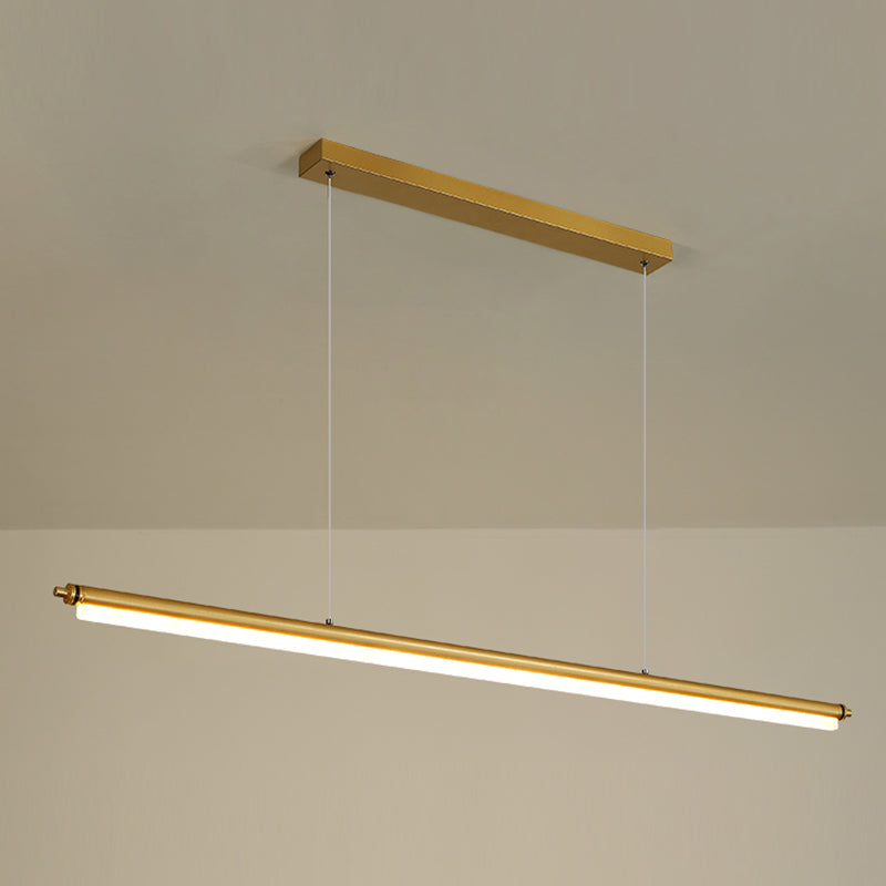 Modern Metal Island Light Linear 1-Head Restaurant Hanging Lamp with Acrylic Shade