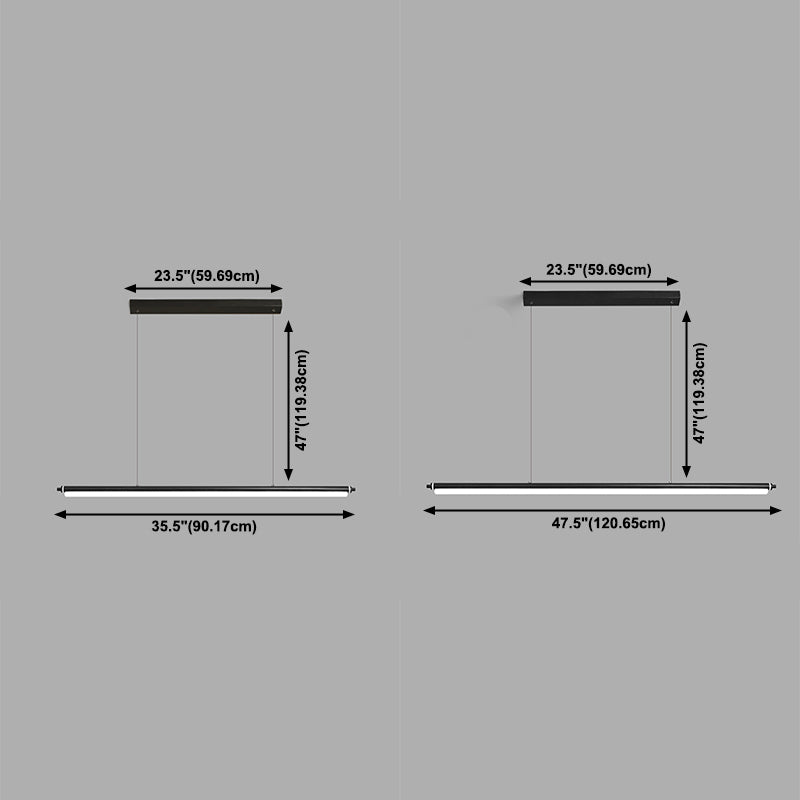 Modern Metal Island Light Linear 1-Head Restaurant Hanging Lamp with Acrylic Shade