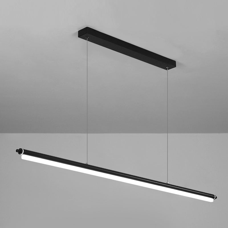 Modern Metal Island Light Linear 1-Head Restaurant Hanging Lamp with Acrylic Shade
