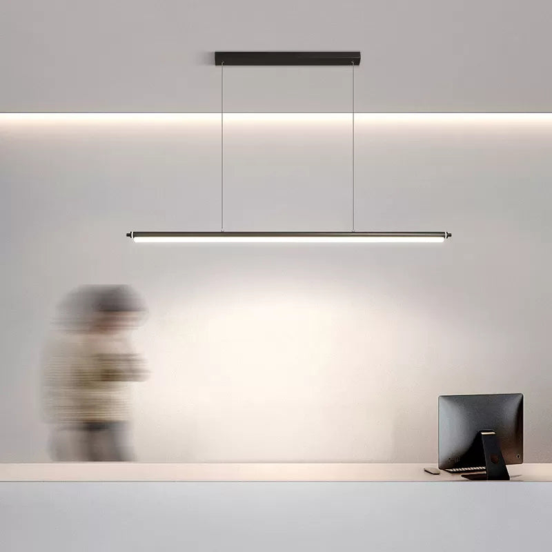 Modern Metal Island Light Linear 1-Head Restaurant Hanging Lamp with Acrylic Shade
