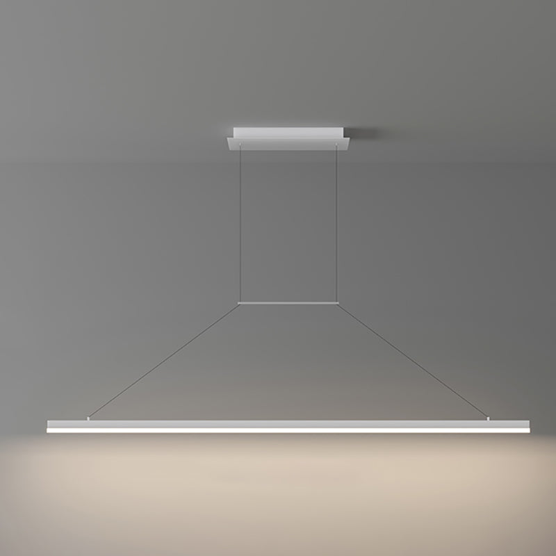 Modern Metal Island Light Linear 1-Head Restaurant Hanging Lamp with Silica Gel Shade