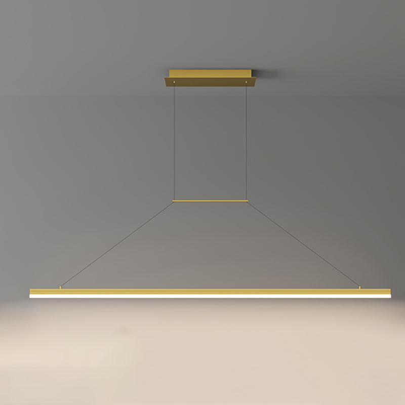 Modern Metal Island Light Linear 1-Head Restaurant Hanging Lamp with Silica Gel Shade