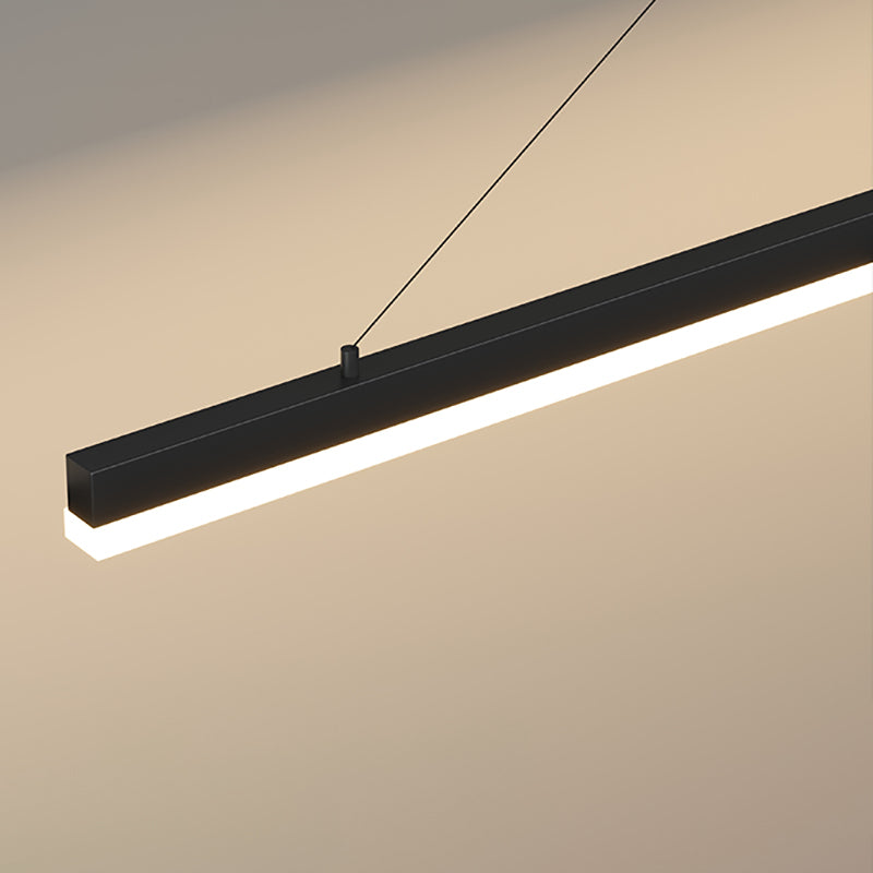 Modern Metal Island Light Linear 1-Head Restaurant Hanging Lamp with Silica Gel Shade