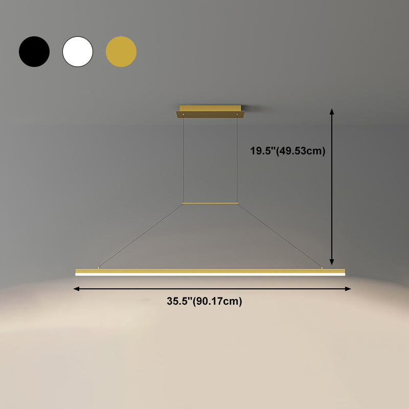 Modern Metal Island Light Linear 1-Head Restaurant Hanging Lamp with Silica Gel Shade