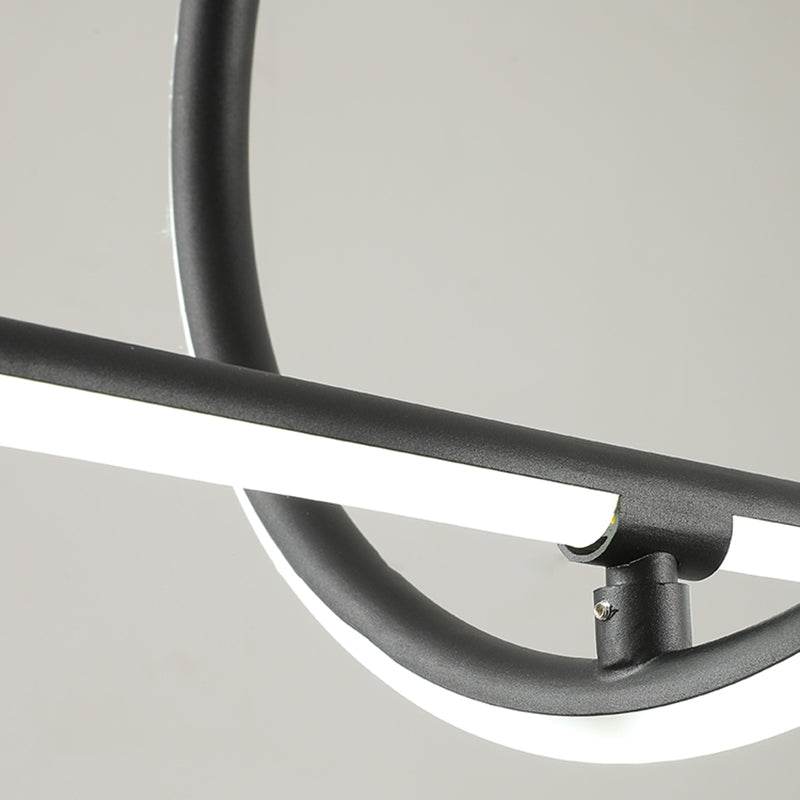 Modern Style Linear Shape Island Lights Metal 2 Light Pendant Lights in Black