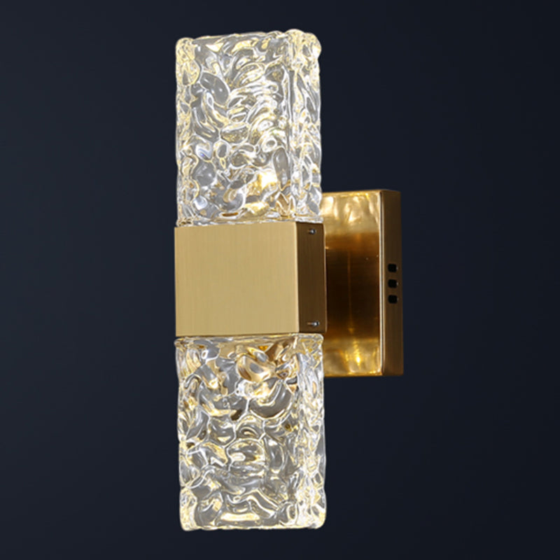 Nordic Style Metal Wall Light Cuboid LED Wall Sconce with Crystal for Bedroom