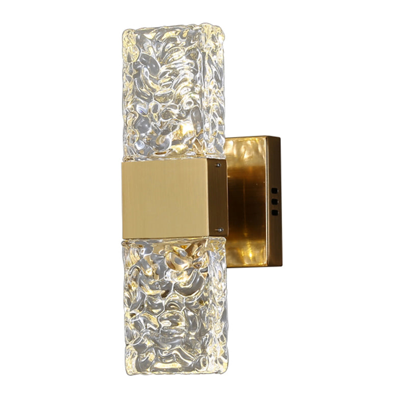Nordic Style Metal Wall Light Cuboid LED Wall Sconce with Crystal for Bedroom