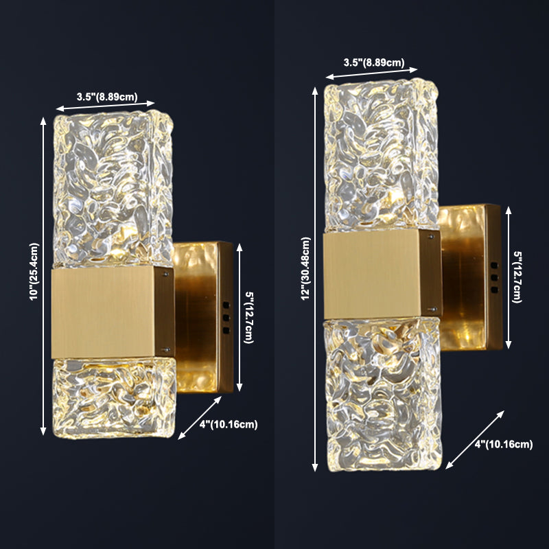 Nordic Style Metal Wall Light Cuboid LED Wall Sconce with Crystal for Bedroom
