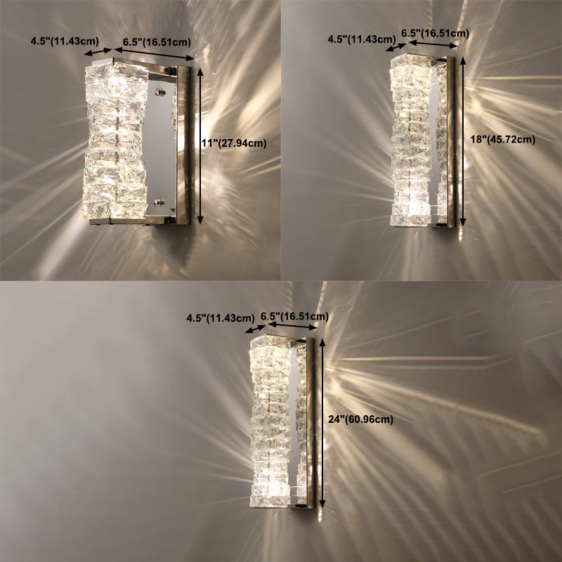 Postmodern Style Wall Light Geometric Crystal Wall Sconce in Silver for Bedroom