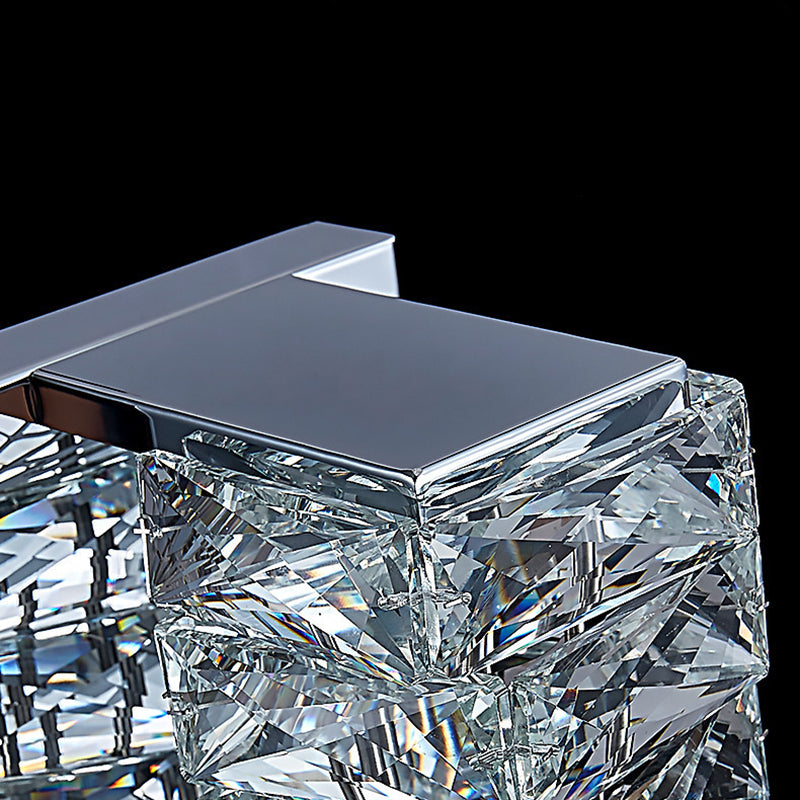 Postmodern Style Wall Light Geometric Crystal Wall Sconce in Silver for Bedroom