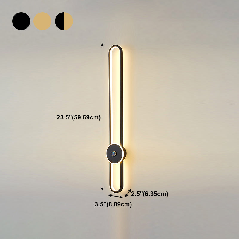 Metal Linear Shape Wall Light Modern Style 1-Light Wall Mount Light Fixture