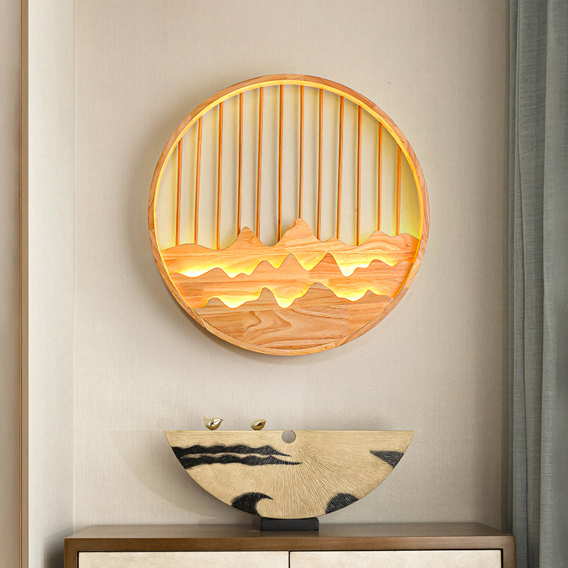Modern Style Wooden Wall Sconce Simple LED Wall Mount Lamp for Living Room