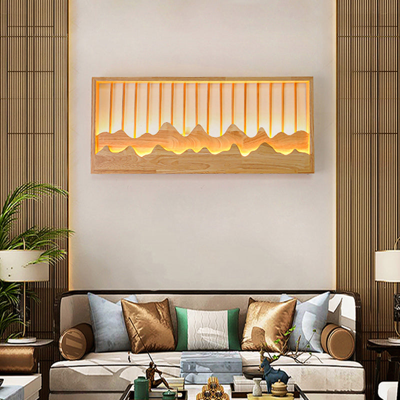 Modern Style Wooden Wall Sconce Simple LED Wall Mount Lamp for Living Room