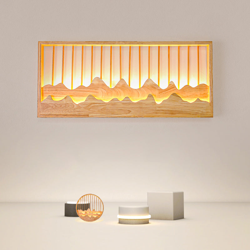 Modern Style Wooden Wall Sconce Simple LED Wall Mount Lamp for Living Room