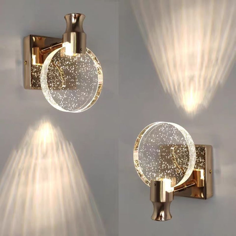Light Luxury Crystal Wall Light Modern Simple Circle Led Wall Lamp for Living Room