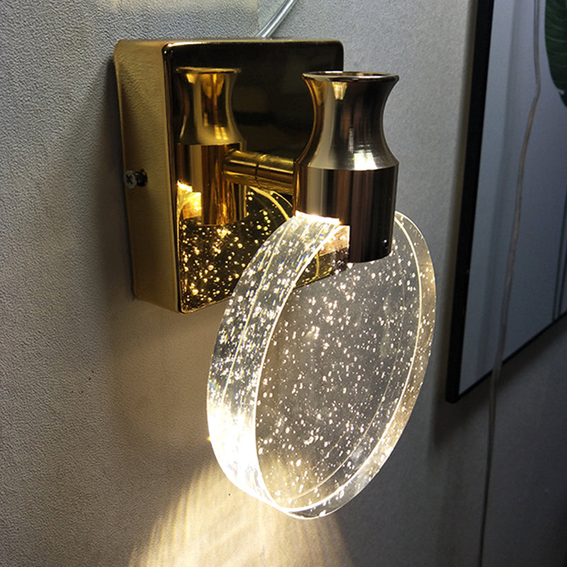 Light Luxury Crystal Wall Light Modern Simple Circle Led Wall Lamp for Living Room