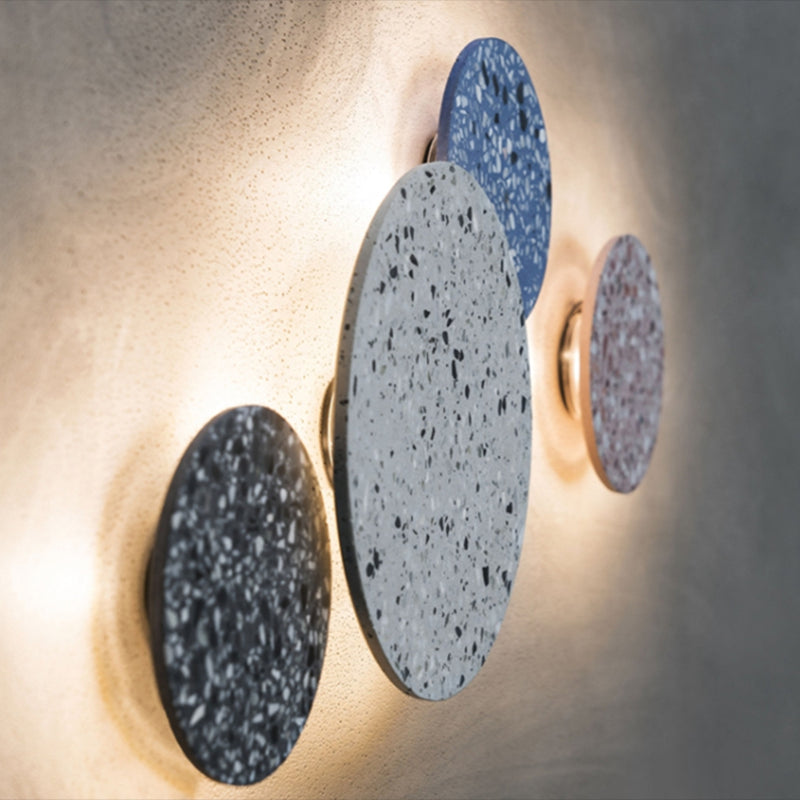 Nordic Style Marble Wall Light Geometry Round Led Wall Lamp with Stone Shade for Bedroom