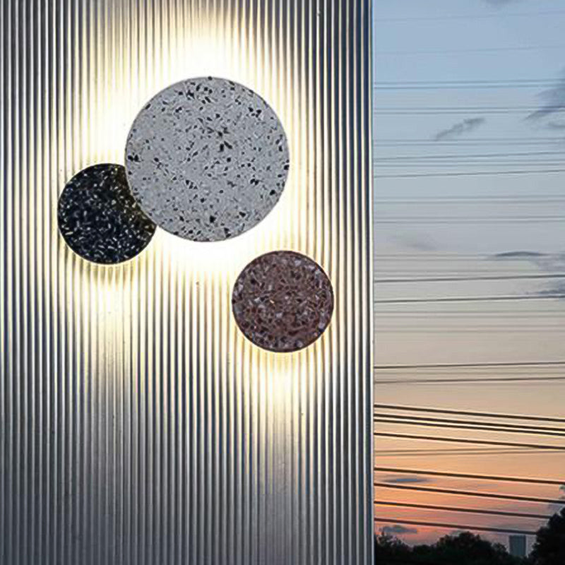 Nordic Style Marble Wall Light Geometry Round Led Wall Lamp with Stone Shade for Bedroom