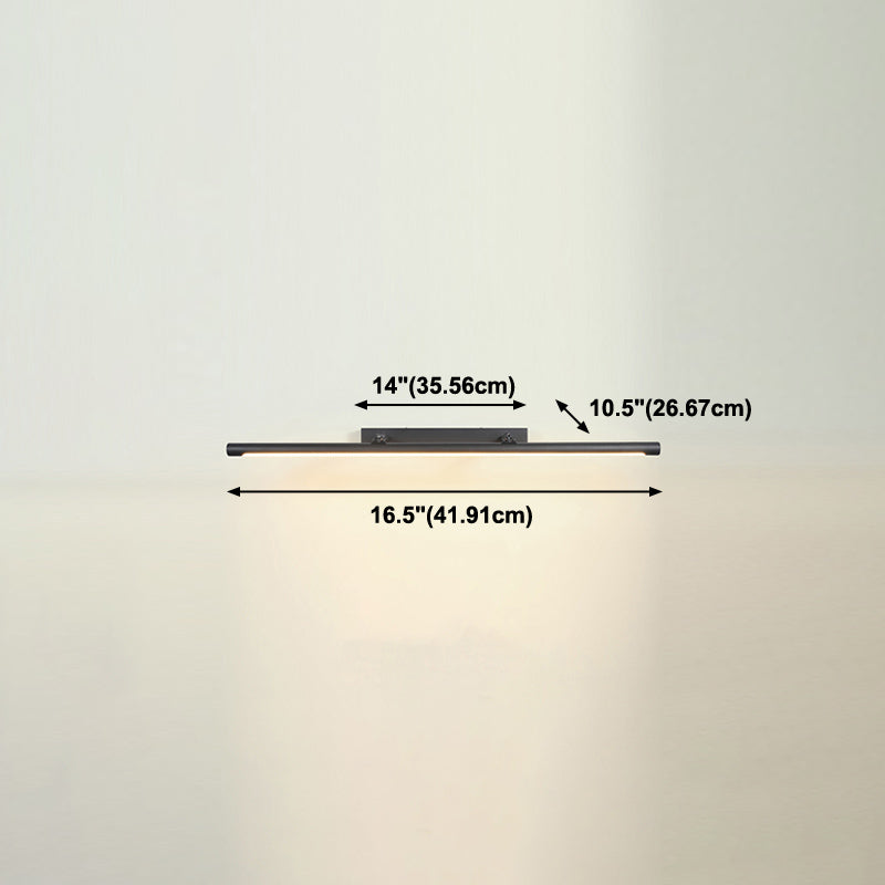 Linear Metal Wall Sconce Modern 1 Light Mirror Swing Arm Wall Mount Lighting in Black