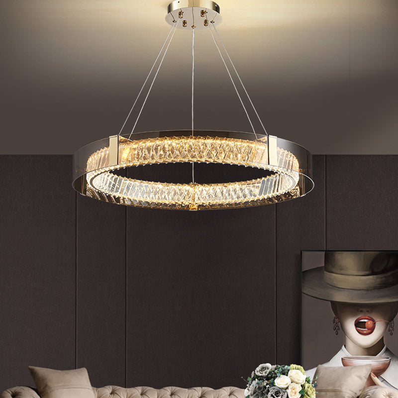 Postmodern Style Circle Chandelier Crystal Gold LED Chandelier Pendant for Dining Room