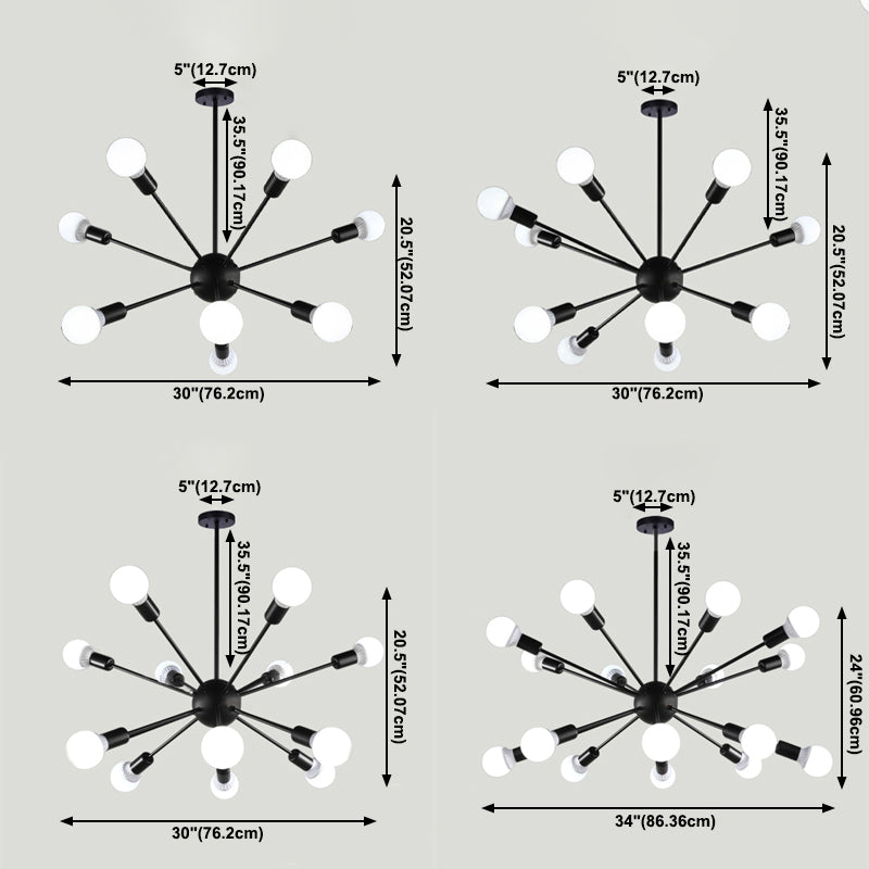 Radial Shape Chandelier Lights Industrial Style Metal Chandelier Pendant Lights