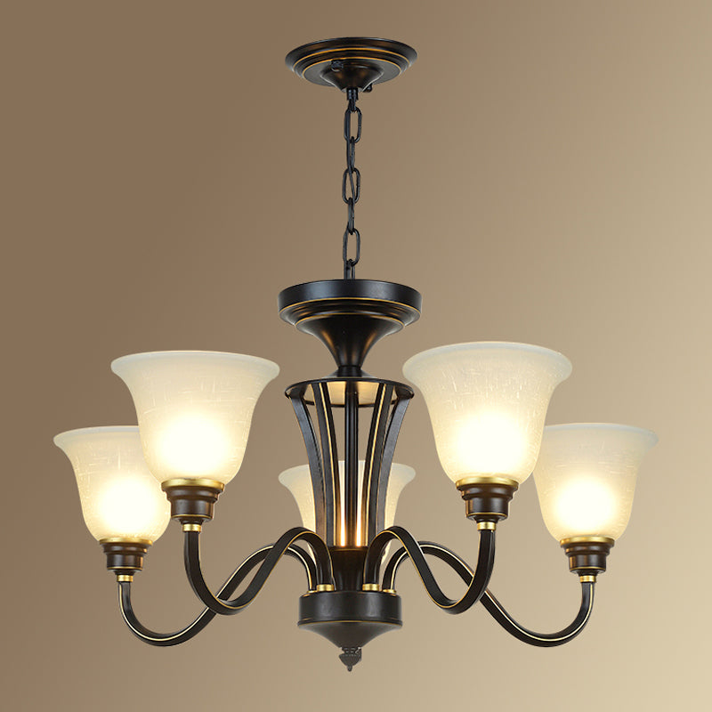 Modern Pendent Light Glass Chandeliers in Black and Gold for Dining Room