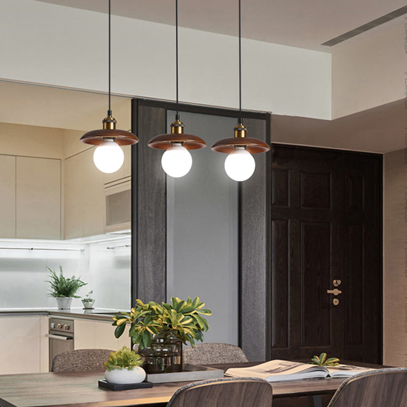 Modern Style Pot Cover Hanging Light Wood Hanging Lamp for Bedroom